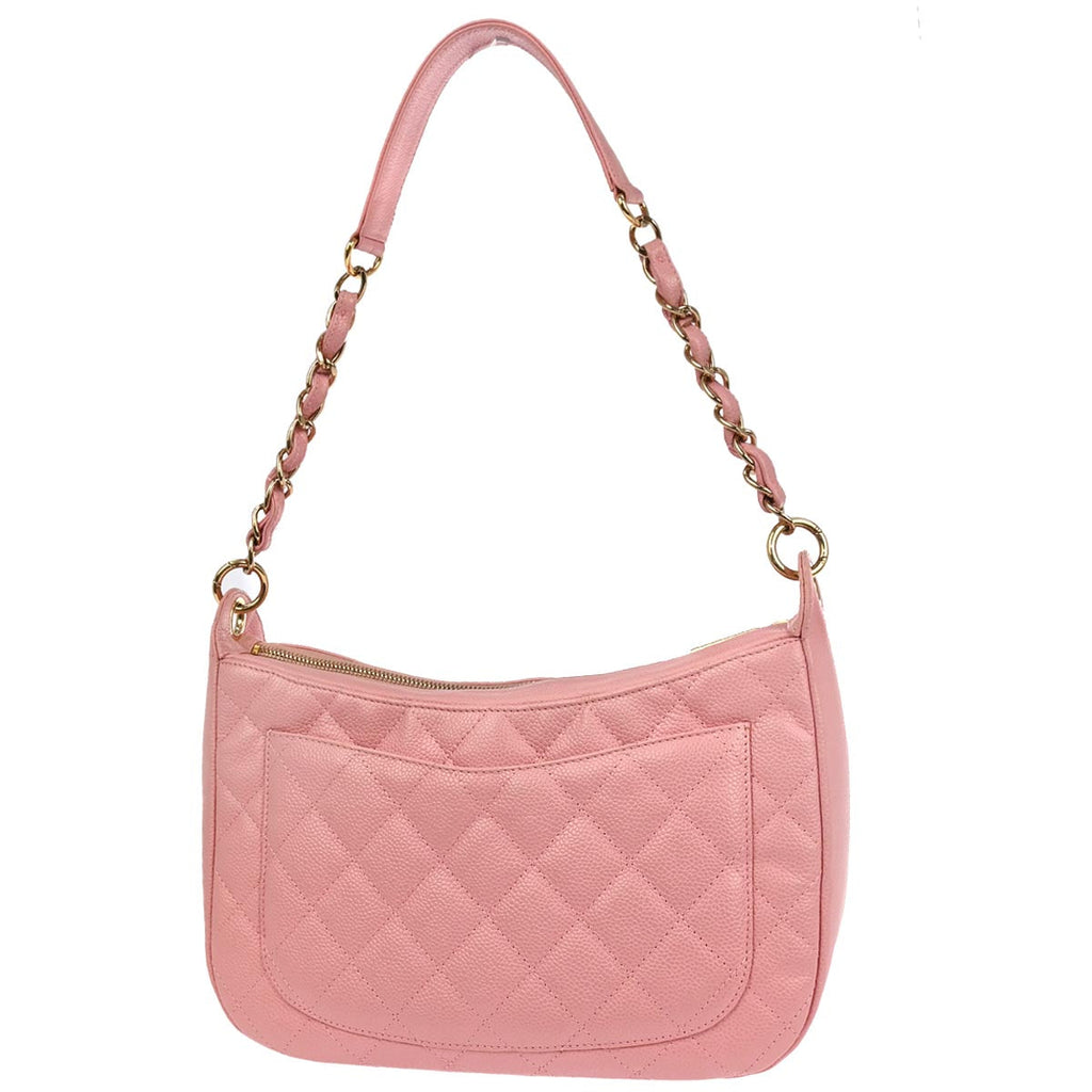 Chanel 2003-2004 Pink Caviar Skin Hobo Handbag