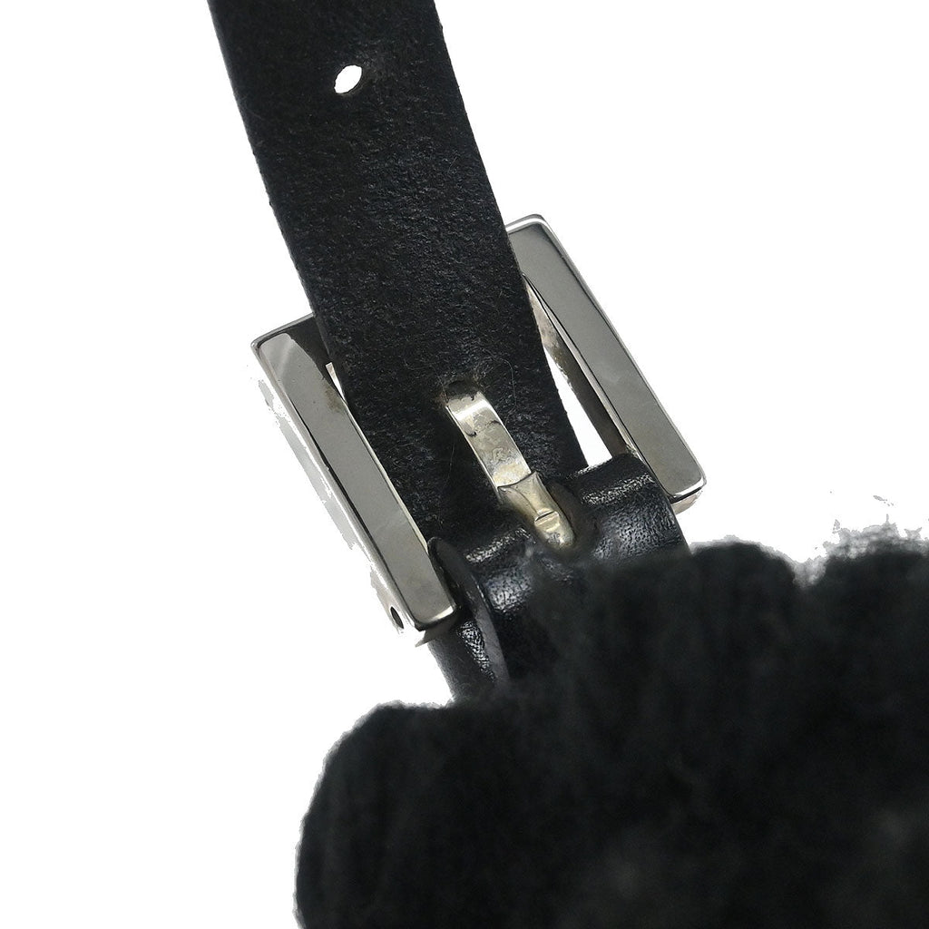 Fendi Black Wool Baguette Handbag