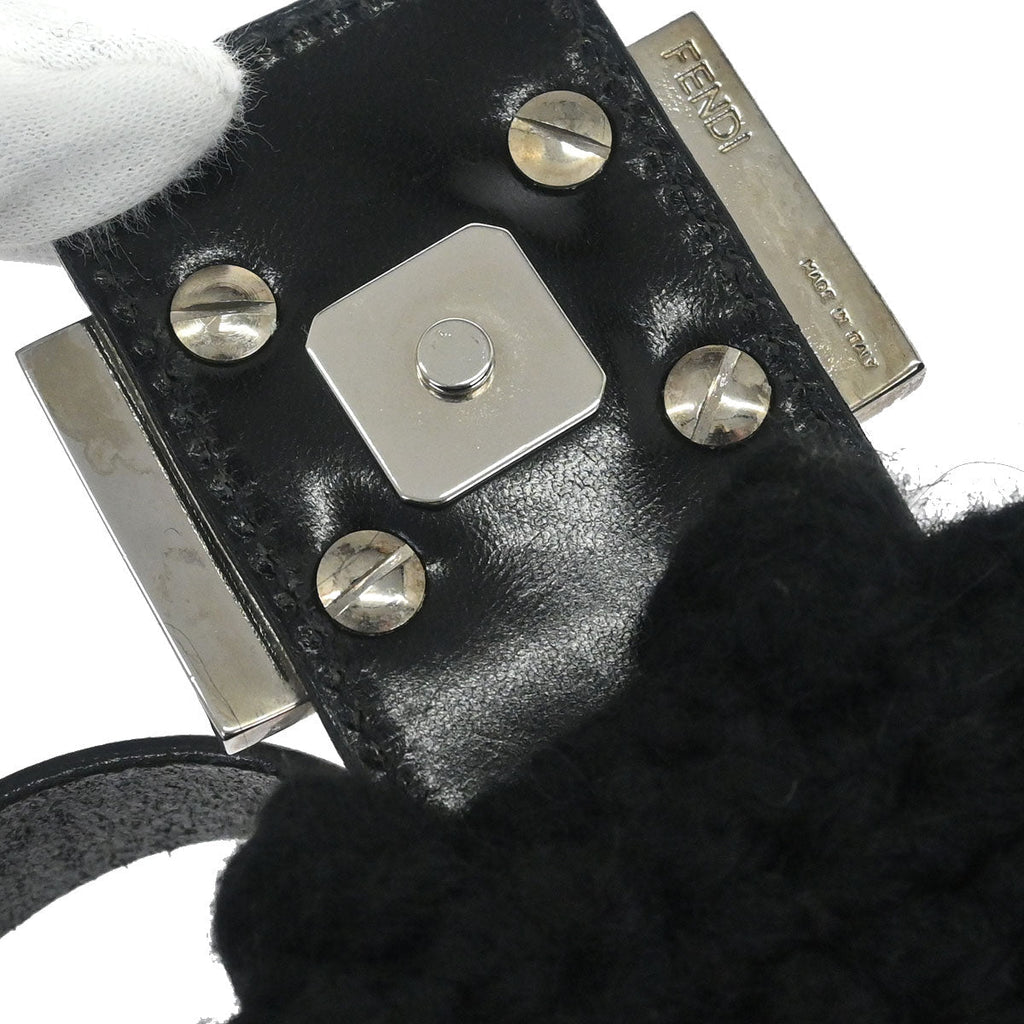 Fendi Black Wool Baguette Handbag