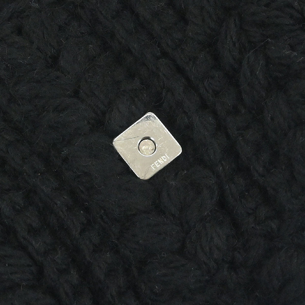 Fendi Black Wool Baguette Handbag