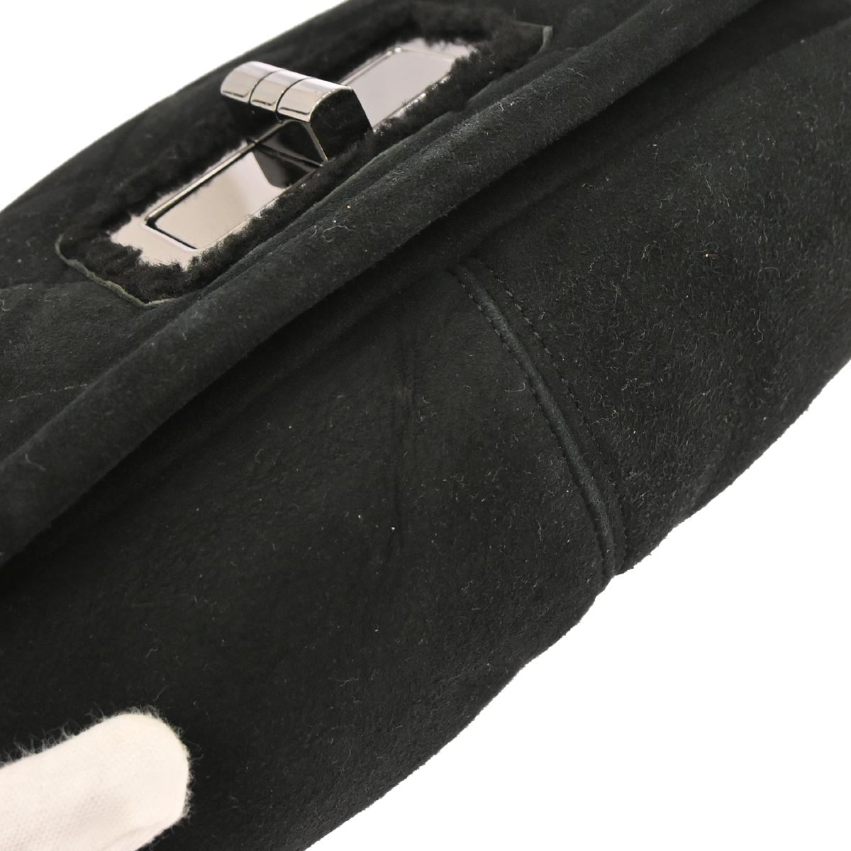 Chanel 2005-2006 Black Mouton Mademoiselle Lock Handbag