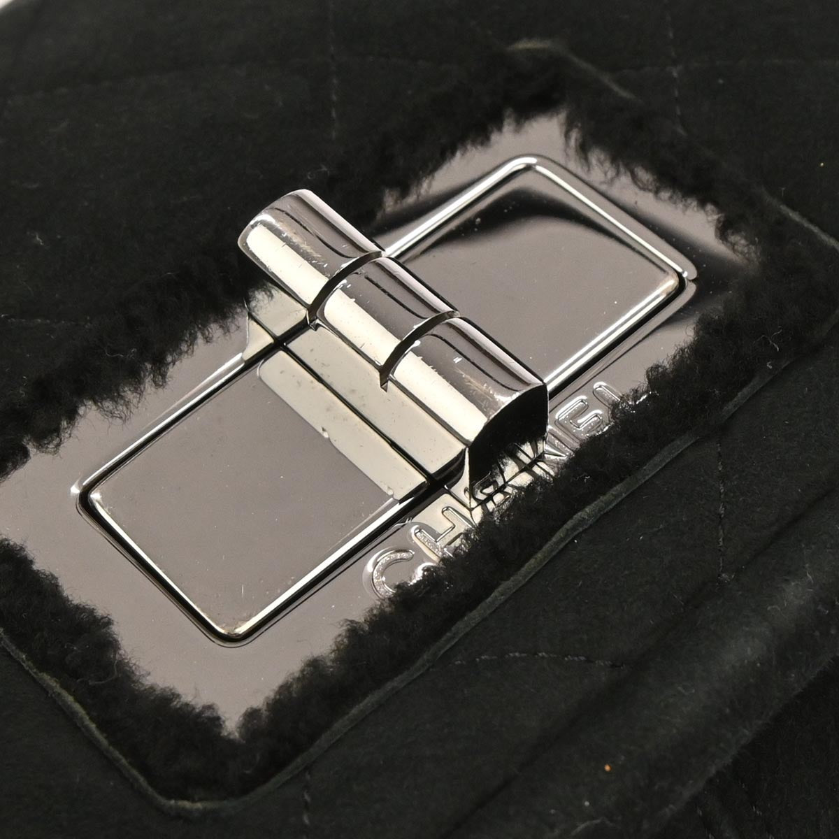 Chanel 2005-2006 Black Mouton Mademoiselle Lock Handbag