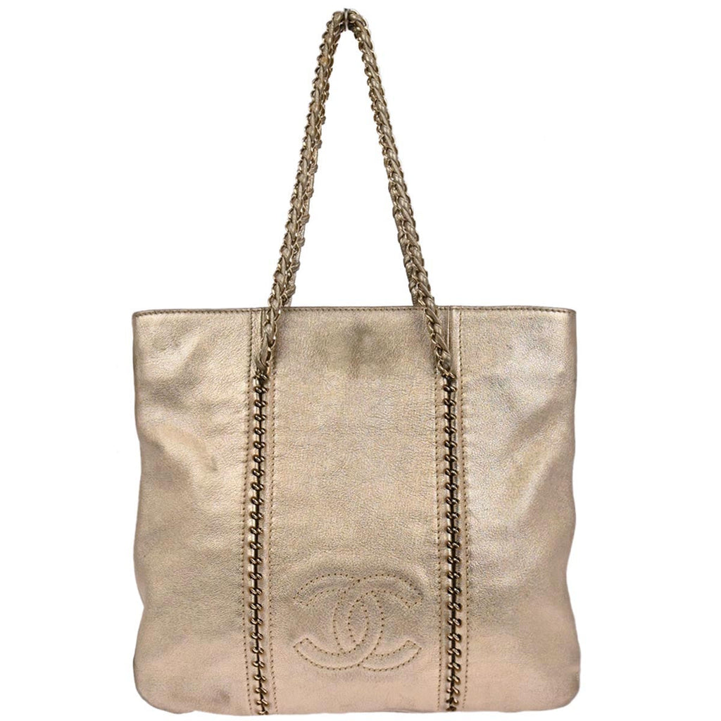 Chanel 2005-2006 Gold Calfskin Luxury Line Tote Handbag