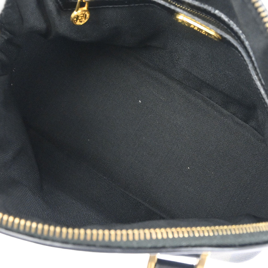 Fendi Brown Black Pequin 2way Shoulder Handbag