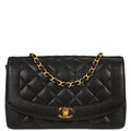 Chanel 1994-1996 Black Caviar Skin Medium Diana Shoulder Bag