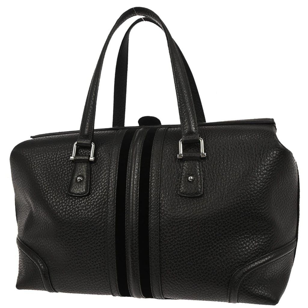 Gucci Black Leather Sherry Line Treasure Duffle Handbag