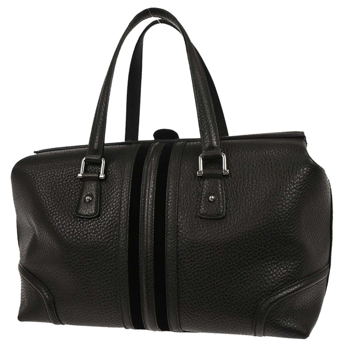 Gucci Black Leather Sherry Line Treasure Duffle Handbag
