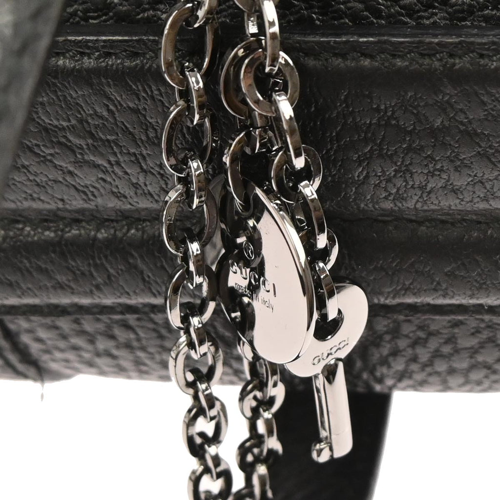 Gucci Black Leather Sherry Line Treasure Duffle Handbag