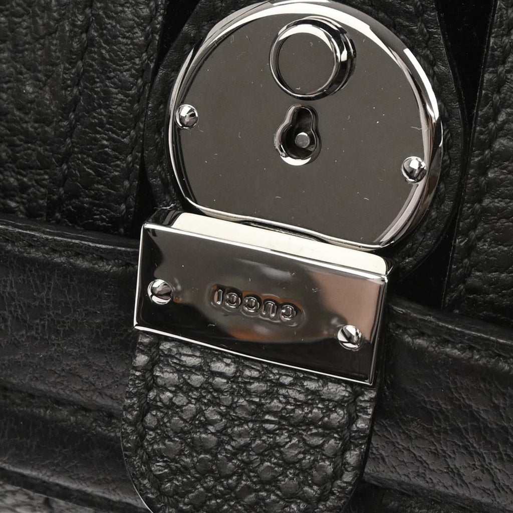 Gucci Black Leather Sherry Line Treasure Duffle Handbag