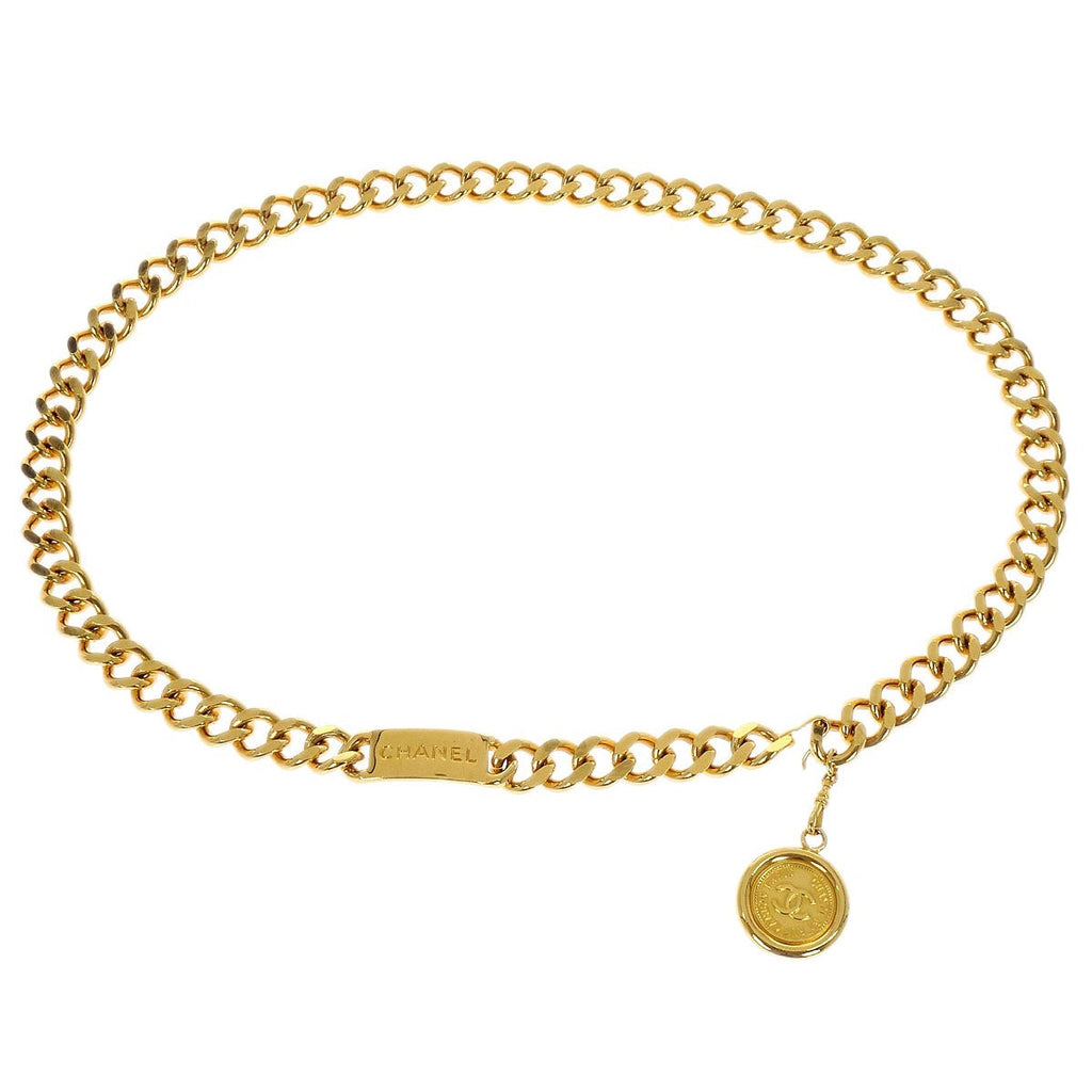 Chanel Chain Belt Medallion Gold Small Good