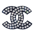 Chanel CC Brooch Pin Rhinestone Black 02A