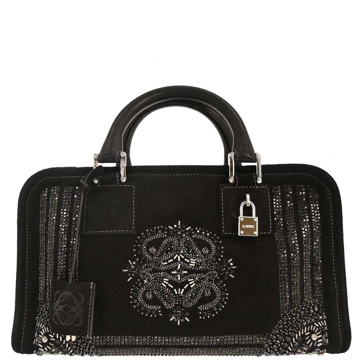 Loewe Black Suede Rhinestone Amazona 28 Handbag