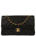 Chanel 1994-1996 Black Lambskin Medium Classic Double Flap Shoulder Bag