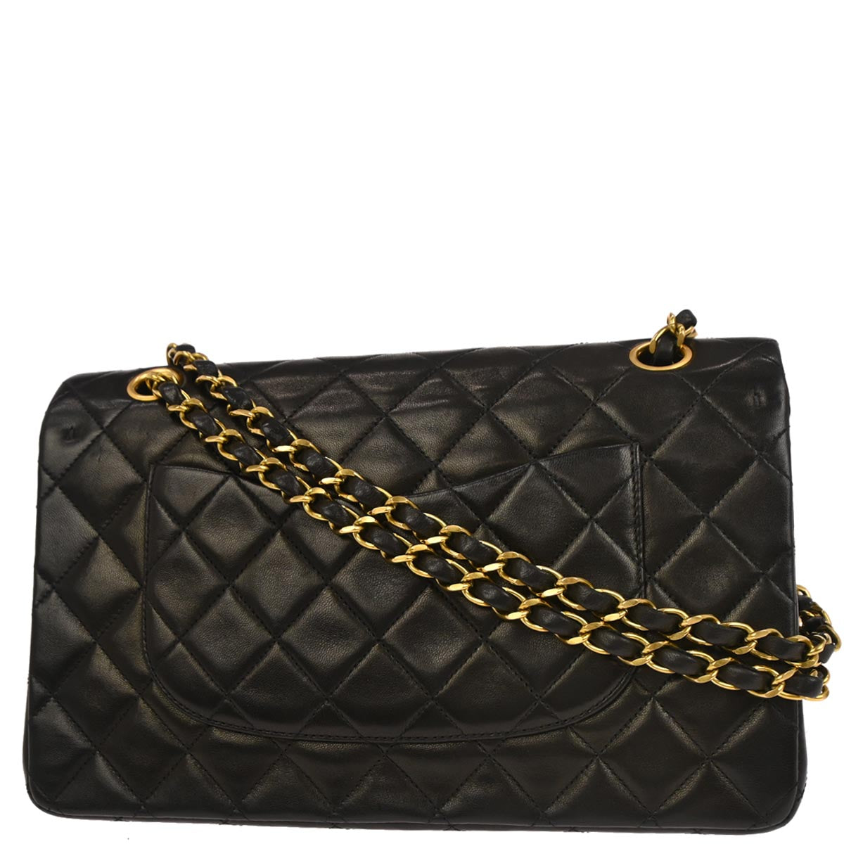 Chanel 1994-1996 Black Lambskin Medium Classic Double Flap Shoulder Bag