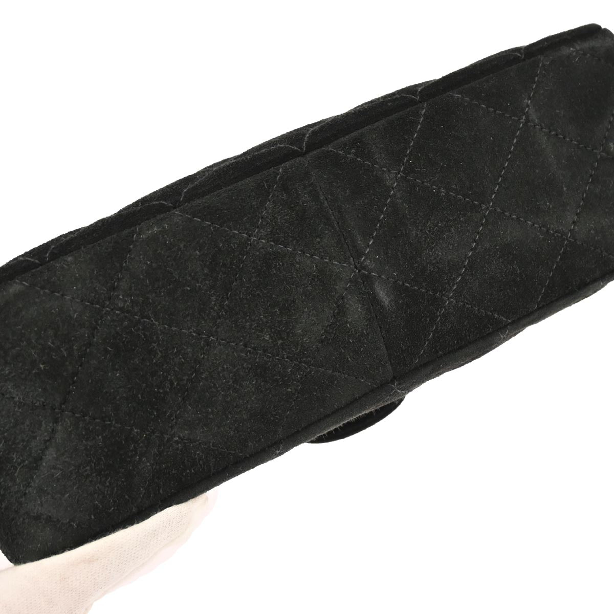 Chanel 1991-1994 Black Suede Classic Square Flap Shoulder Bag 20