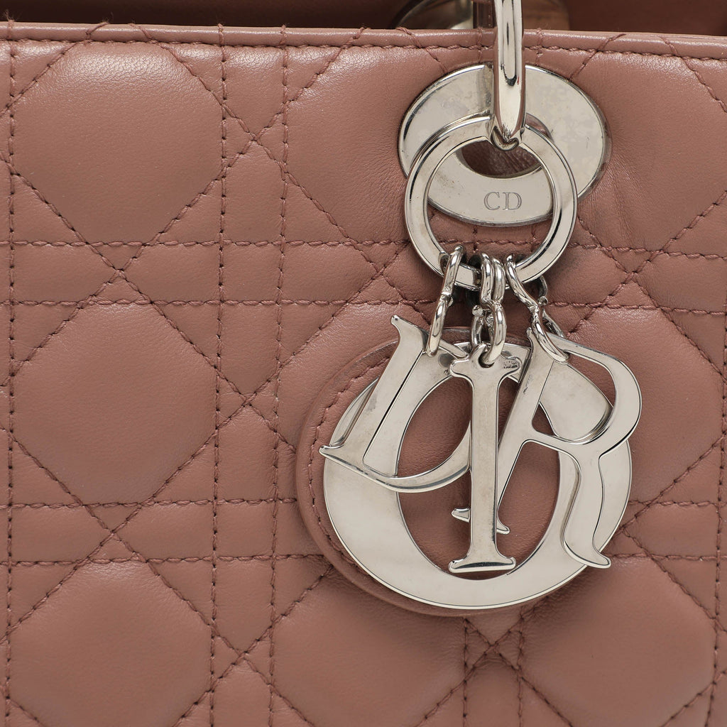 Dior Beige Cannage  Leather Medium Lady Dior Tote