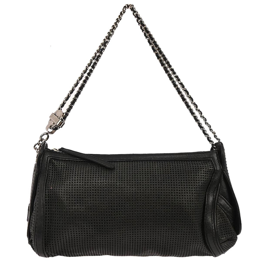 Chanel 2005-2006 Black Perforated Caviar Skin Pulley Shoulder Bag