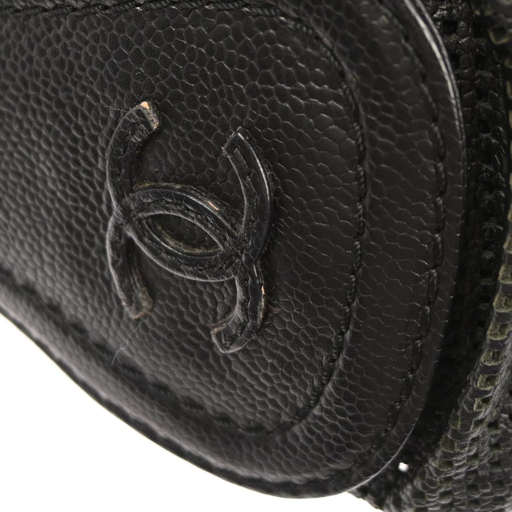 Chanel 2005-2006 Black Perforated Caviar Skin Pulley Shoulder Bag