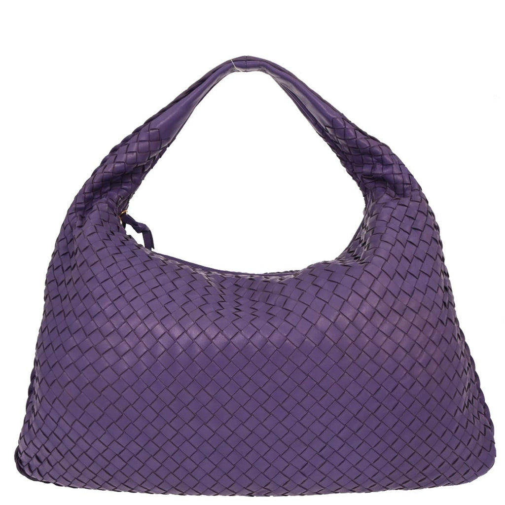 Bottega Veneta Purple Lambskin Intrecciato Hobo Handbag