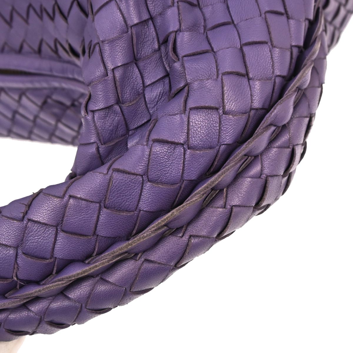 Bottega Veneta Purple Lambskin Intrecciato Hobo Handbag