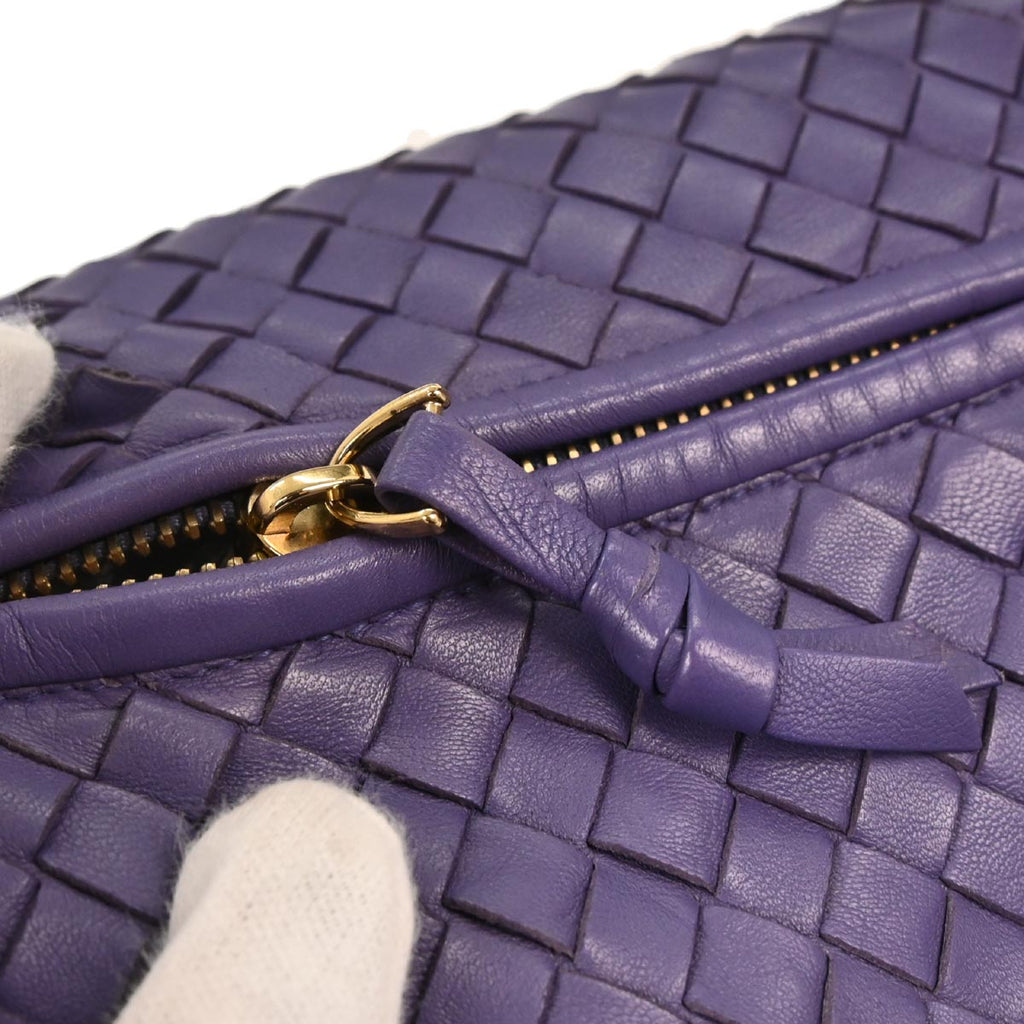 Bottega Veneta Purple Lambskin Intrecciato Hobo Handbag