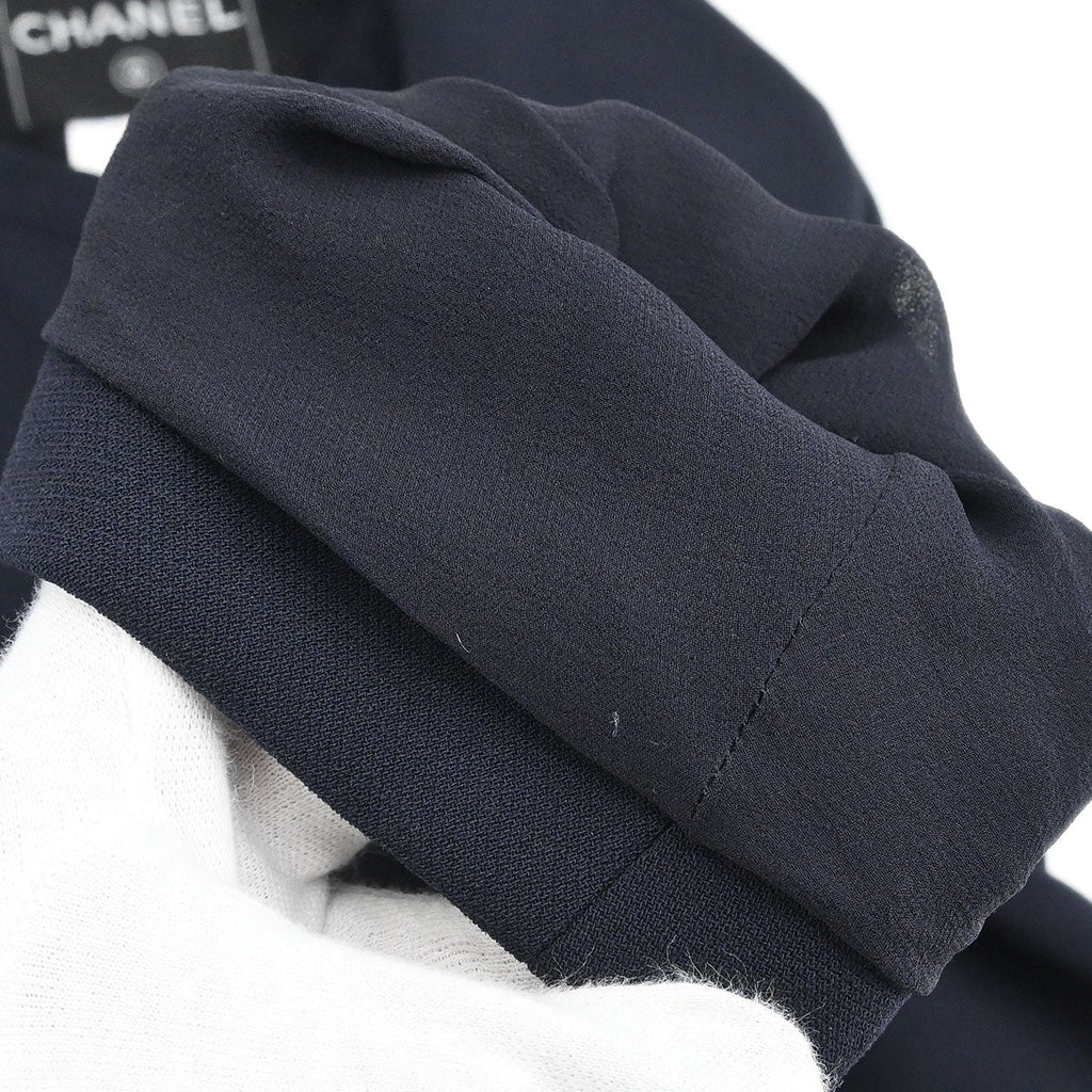 Chanel 1999 Single Breasted Zip Up Jacket Navy #38