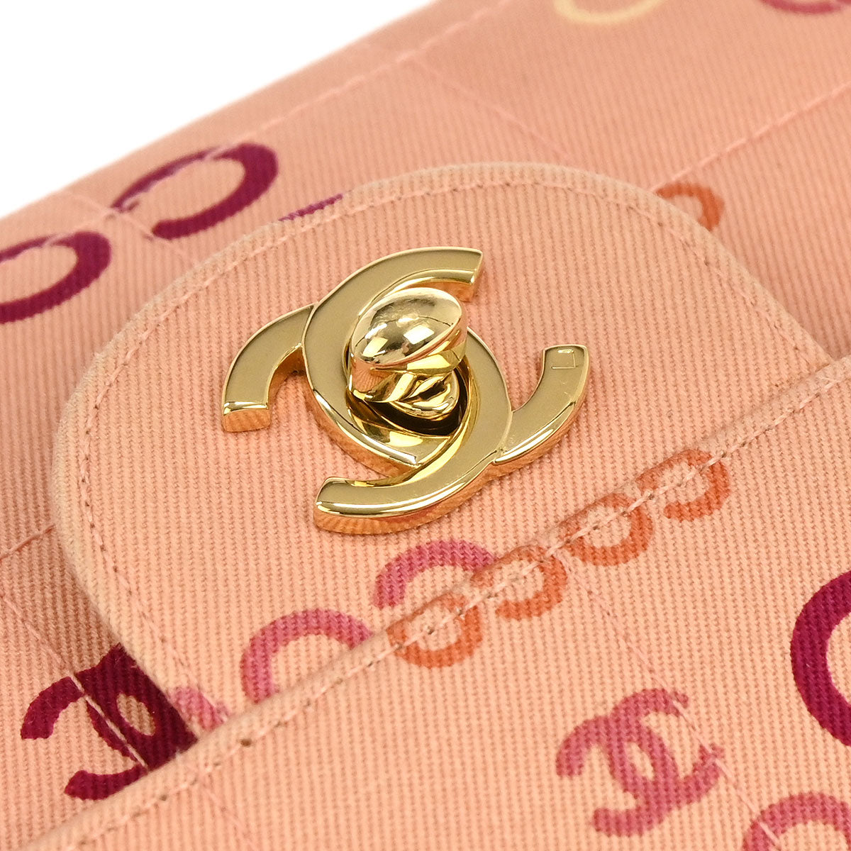 Chanel 2000-2002 Pink Canvas COCO East West Choco Bar Shoulder Bag