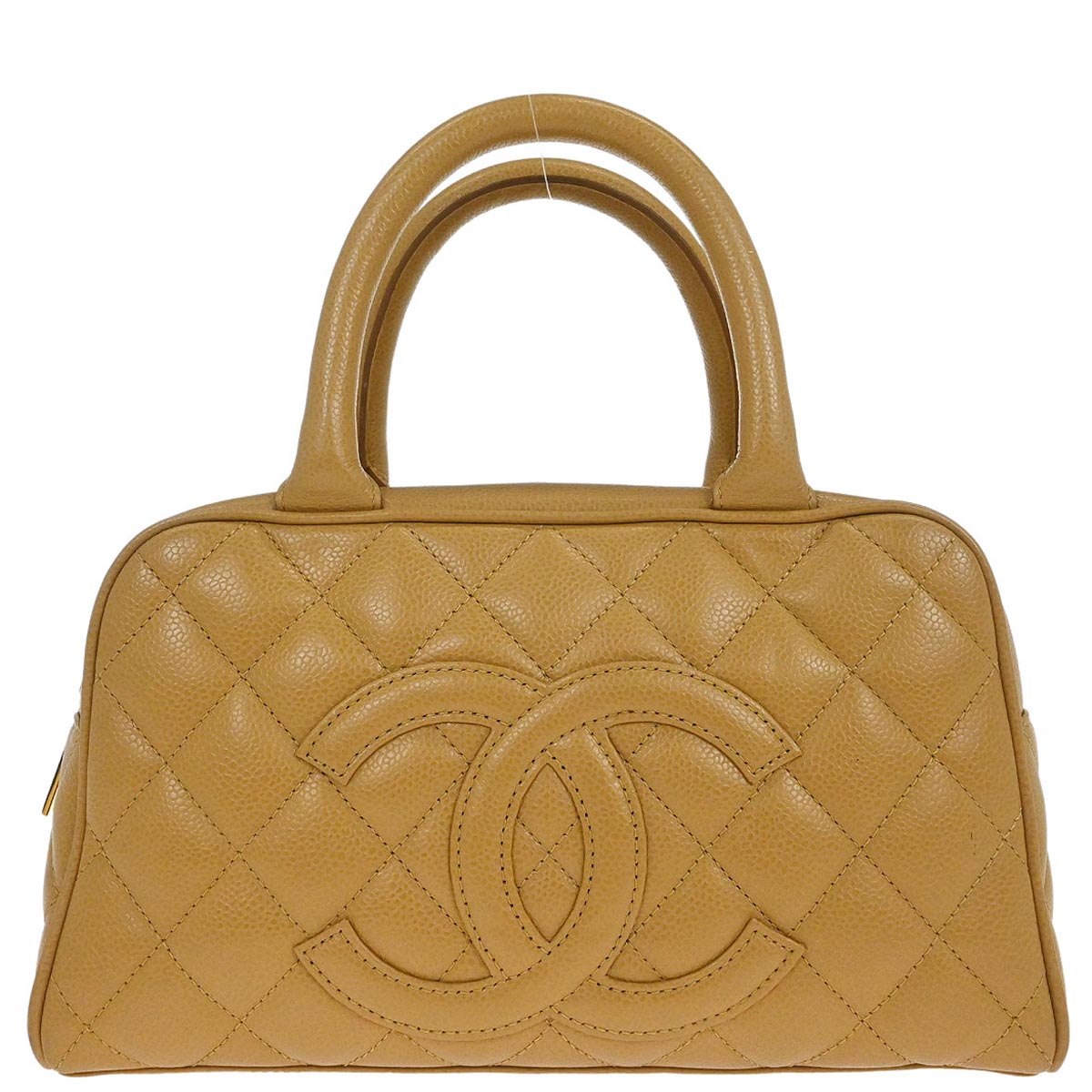 Chanel 2005-2006 Beige Caviar Skin Bowling Bag 27