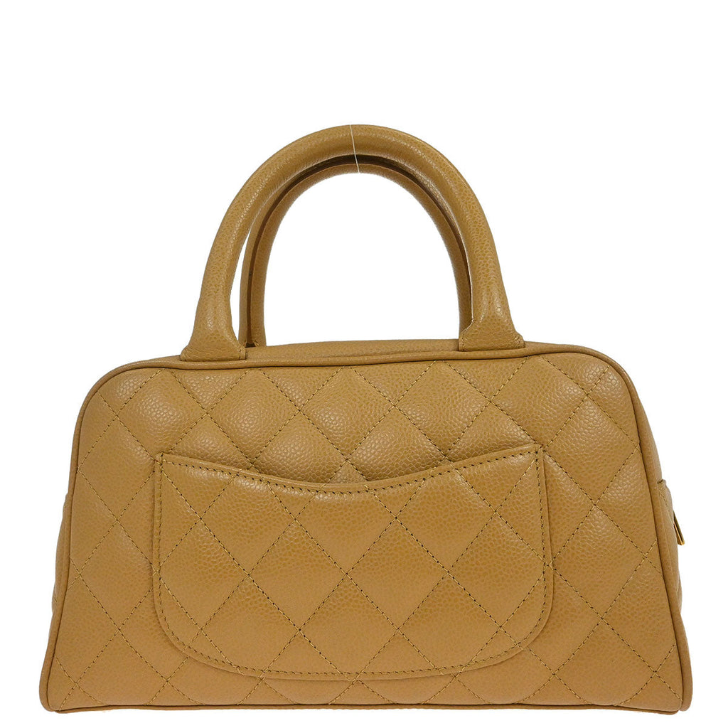Chanel 2005-2006 Beige Caviar Skin Bowling Bag 27