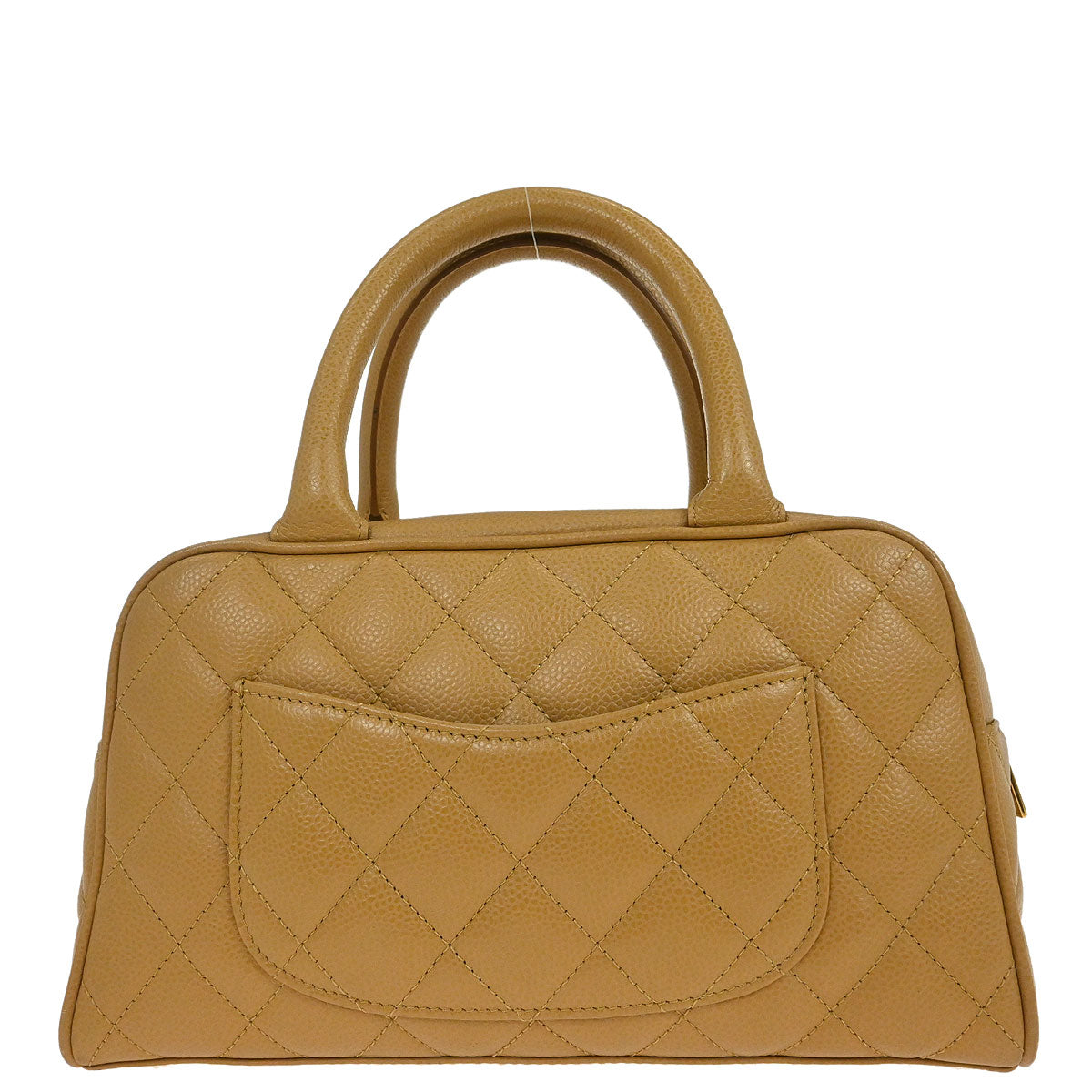 Chanel 2005-2006 Beige Caviar Skin Bowling Bag 27