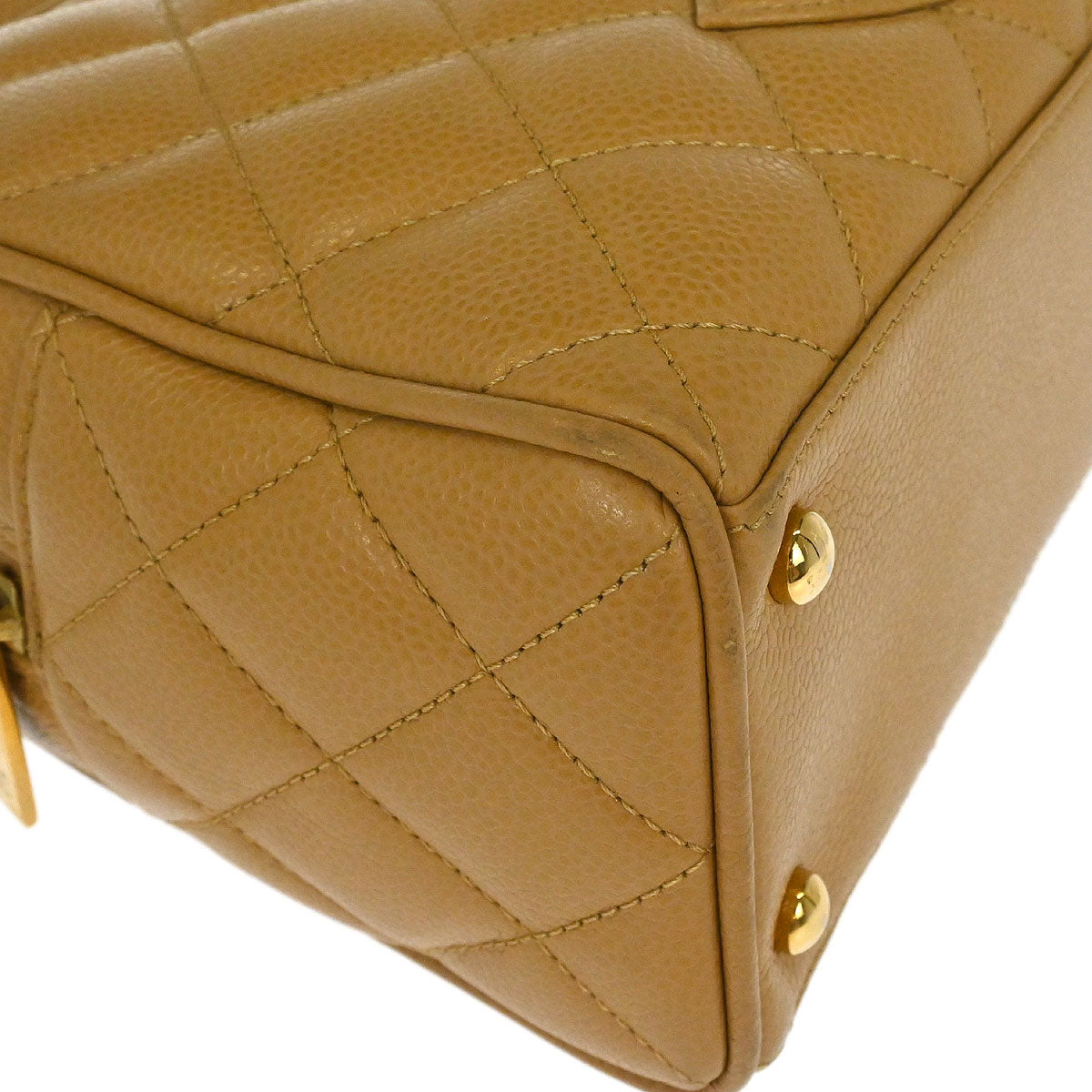 Chanel 2005-2006 Beige Caviar Skin Bowling Bag 27