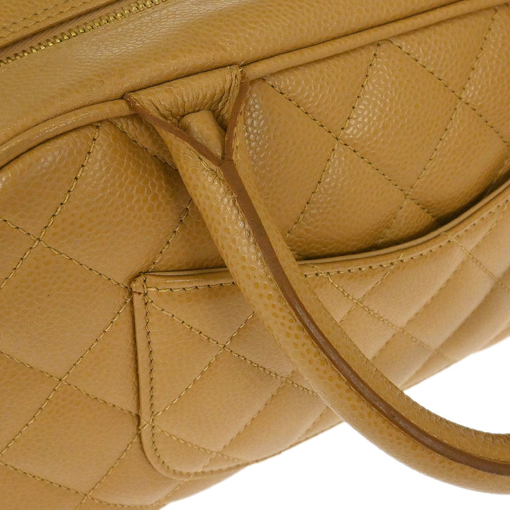 Chanel 2005-2006 Beige Caviar Skin Bowling Bag 27