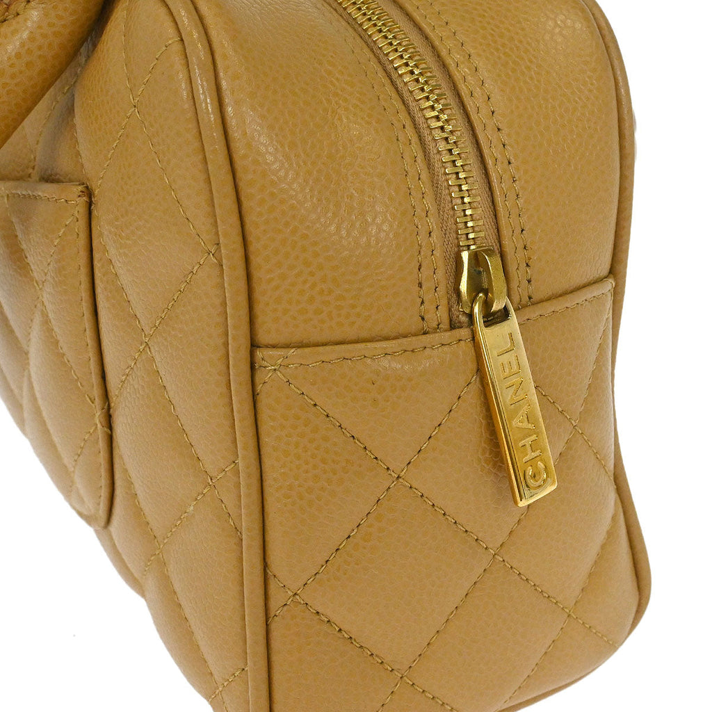 Chanel 2005-2006 Beige Caviar Skin Bowling Bag 27