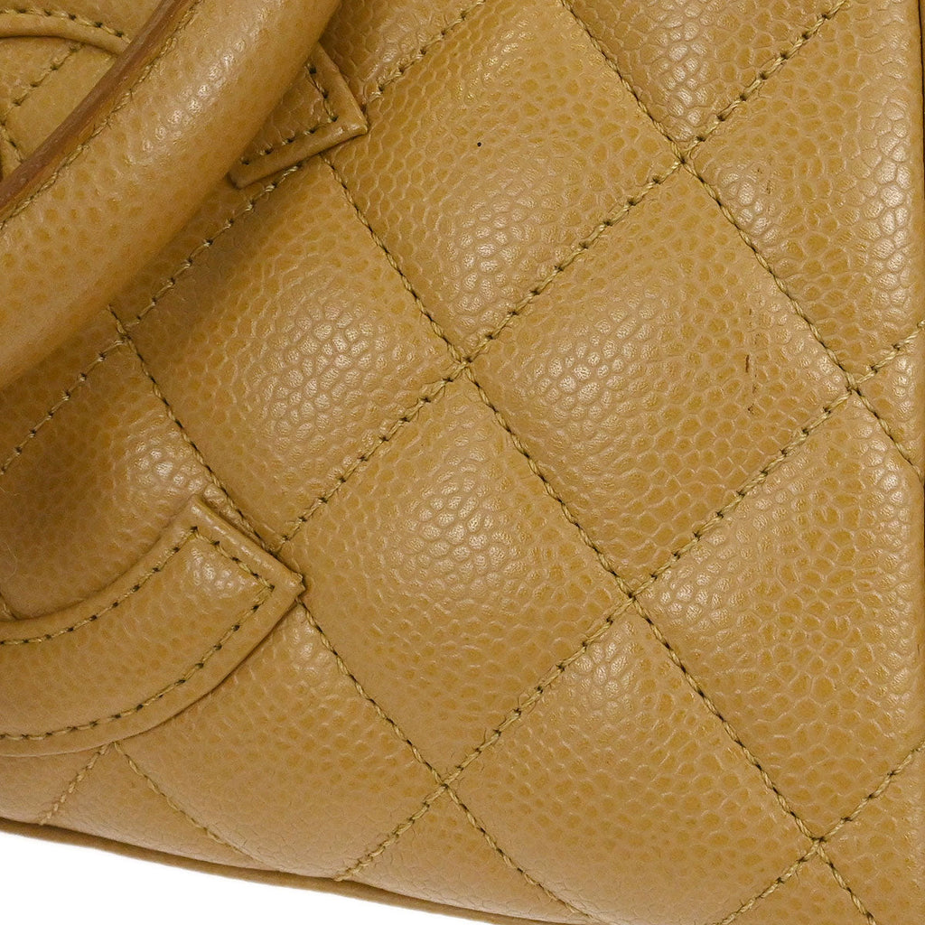 Chanel 2005-2006 Beige Caviar Skin Bowling Bag 27
