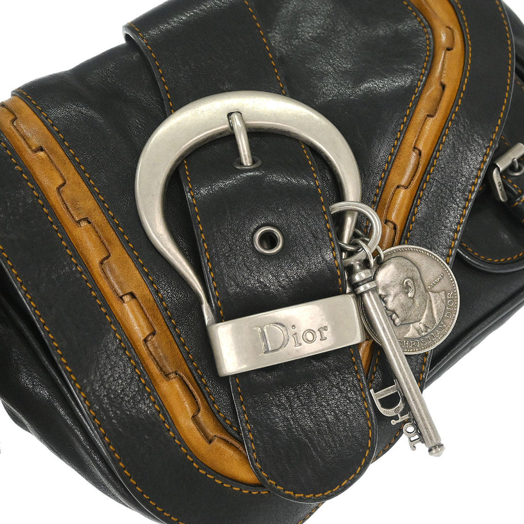 Christian Dior Black Gaucho Crossbody Bag