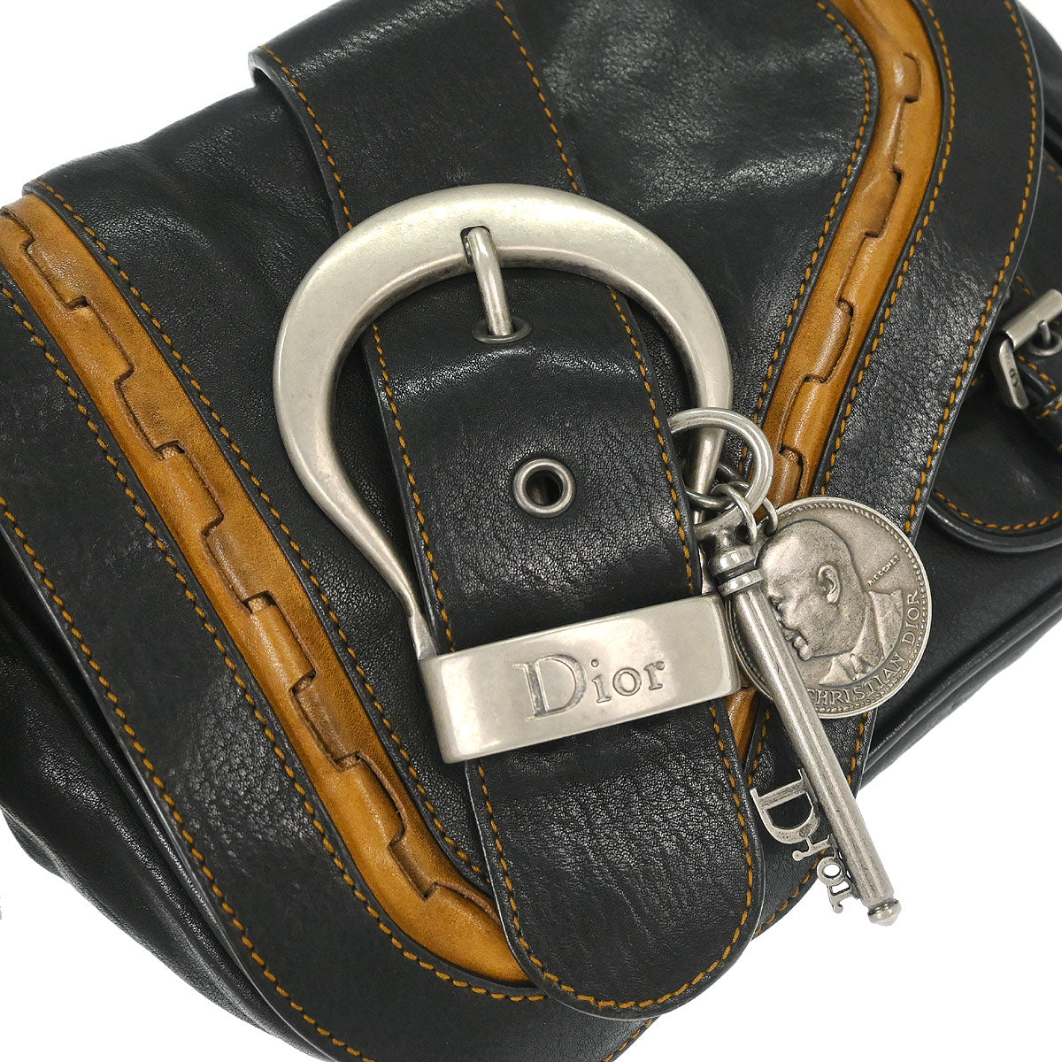 Christian Dior Black Gaucho Crossbody Bag