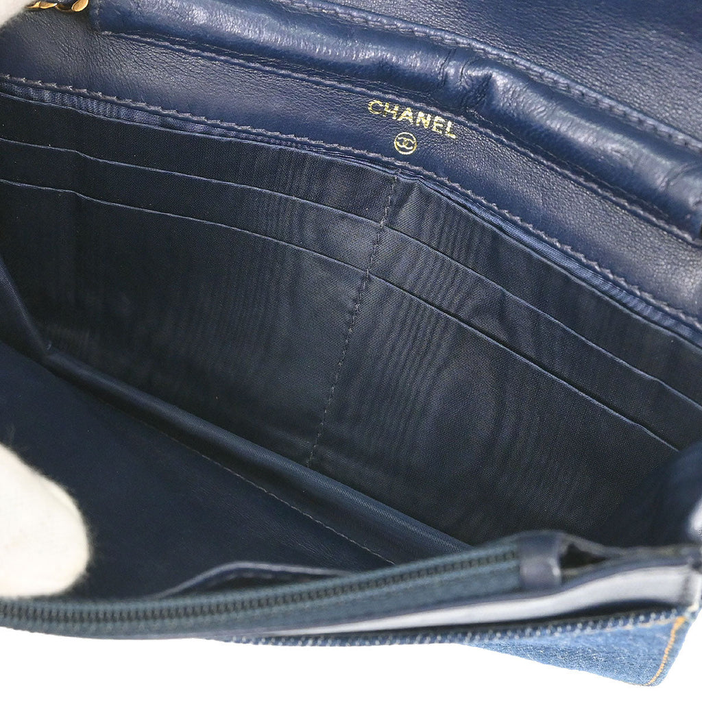 Chanel 1996-1997 Blue Denim Timeless Wallet on Chain WOC
