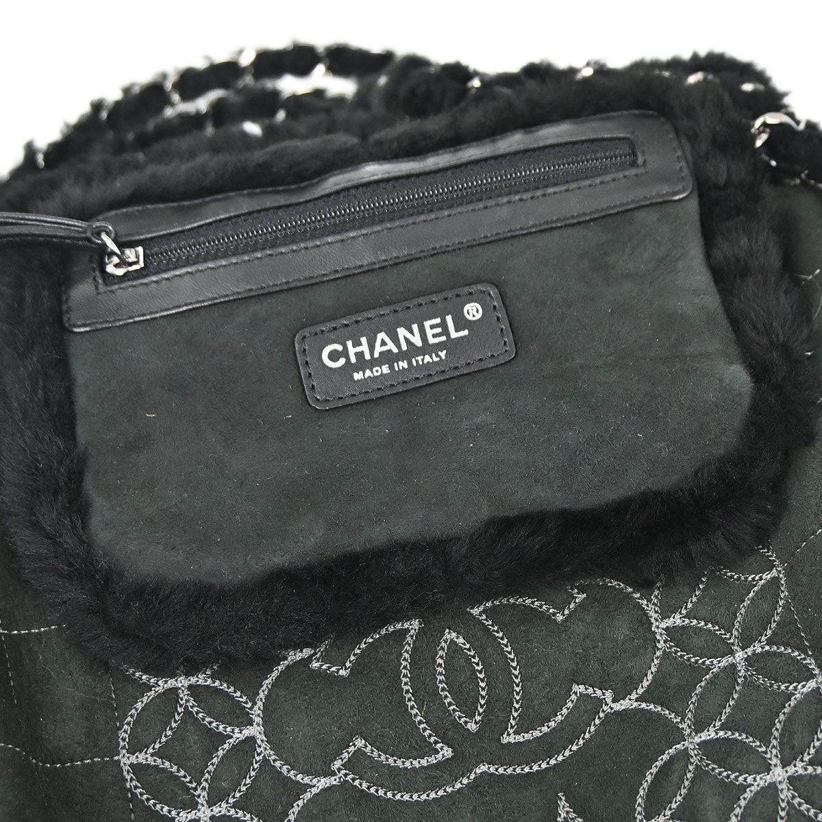 Chanel 2005-2006 Black Mouton Choco Bar Tote Handbag