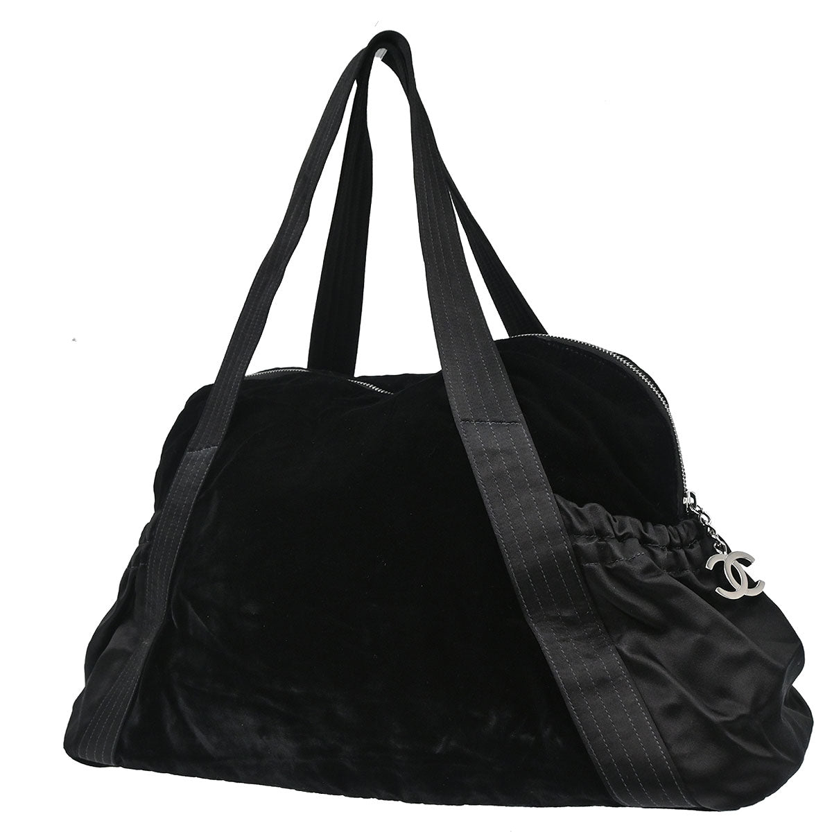 Chanel 2005-2006 Black Velours Duffle Handbag