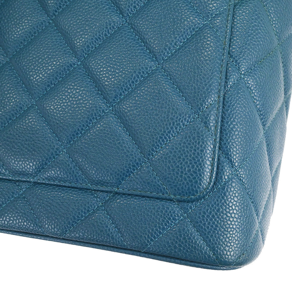 Chanel 2002-2003 Blue Caviar Skin Medallion Tote Handbag