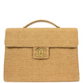 Chanel 2000-2002 Beige Straw Briefcase Business Handbag