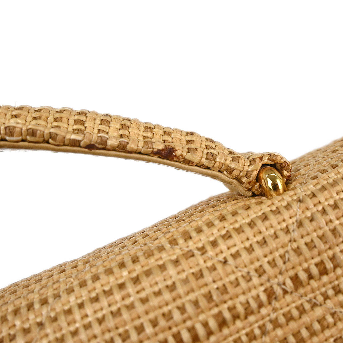 Chanel 2000-2002 Beige Straw Briefcase Business Handbag
