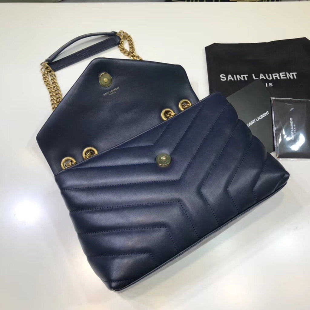 YSSL Loulou Small Chain Bag In MatelassÃ© "Y" Blue For Women 9.8in/23cm YSL 494699DV7274147