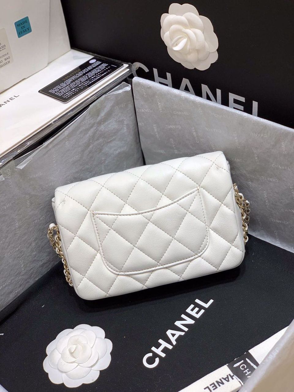 ChanelSmall Pearl Logo Strap GlamIap Bag White For Women Handbags, Shoulder And Crossbody Bags 7in/18cm AS1436