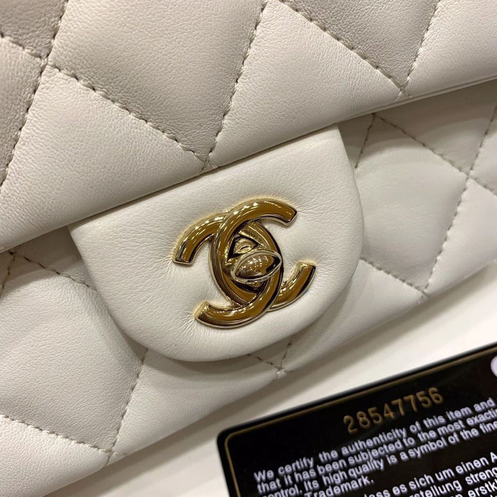 Chanel Small Pearl Logo Strap Flap Bag White For Women, Women’s Handbags, Shoulder And Crossbody Bags 7in/18cm AS1436