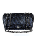 Chanel Black/Navy Sequin Classic Flap Bag w/ SiLouis Vuittoner Hardware