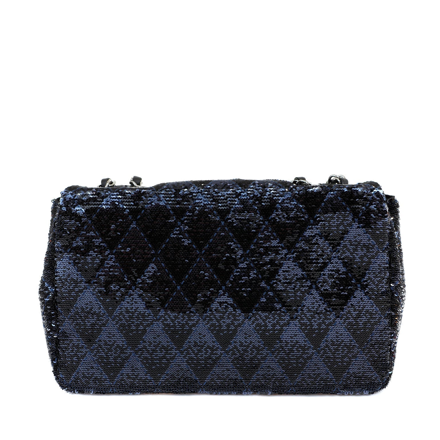 Chanel Black/Navy Sequin Classic Flap Bag w/ SiLouis Vuittoner Hardware