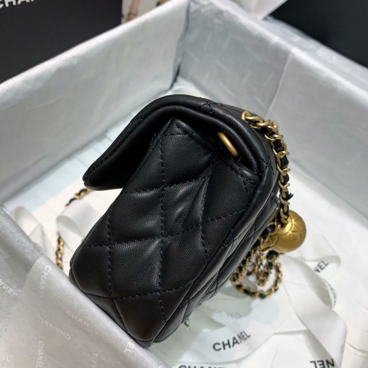 ChanelGlamIap Bag With ChanelBall On Strap Black For Women Handbags, Shoulder And Crossbody Bags 7.8in/20cm AS1787