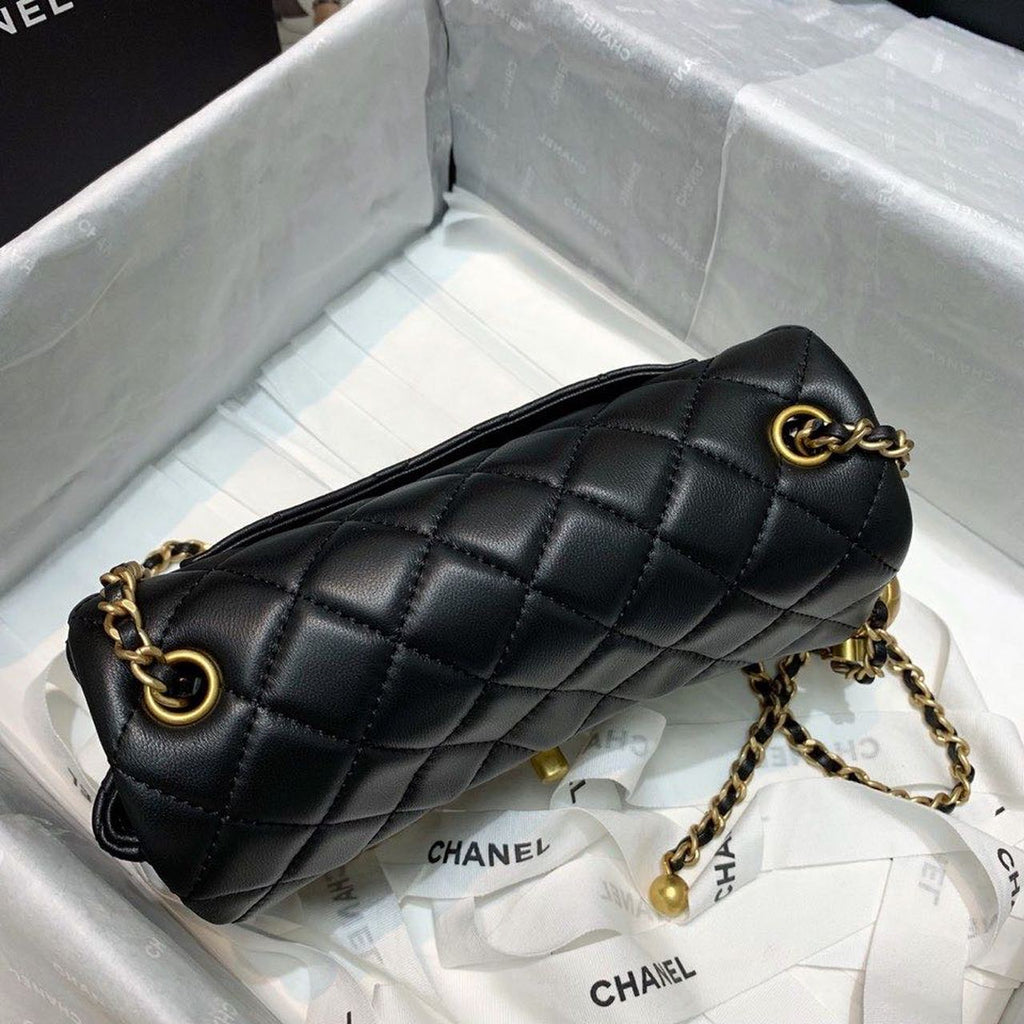 ChanelGlamIap Bag With ChanelBall On Strap Black For Women Handbags, Shoulder And Crossbody Bags 7.8in/20cm AS1787