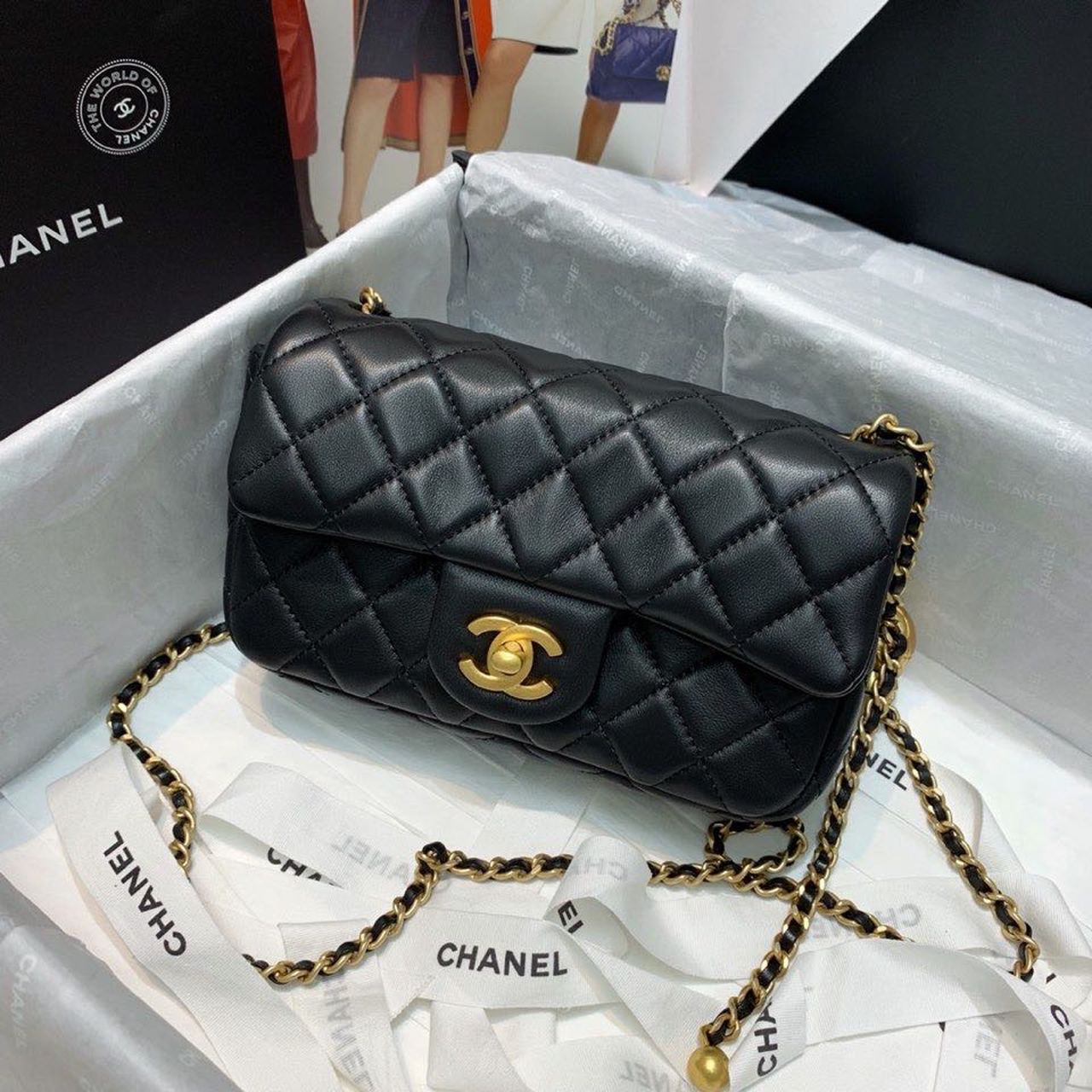 ChanelGlamIap Bag With ChanelBall On Strap Black For Women Handbags, Shoulder And Crossbody Bags 7.8in/20cm AS1787